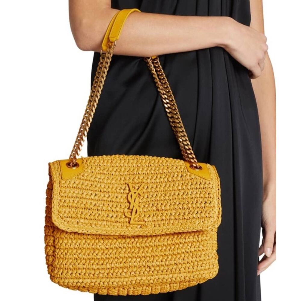 Yves Saint Laurent Yellow Raffia Medium Niki Bag NWT SOLD OUT STYLE